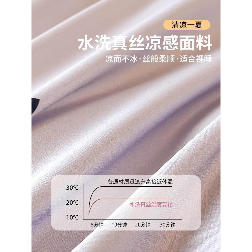 水洗真丝四件套0WWW000225新宿款夏季2冰丝用被套床单夏天舍床上