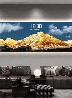 日照墙金山简约现代客厅装饰vx94gJ5u画灯靠山沙子发背景挂画电钟