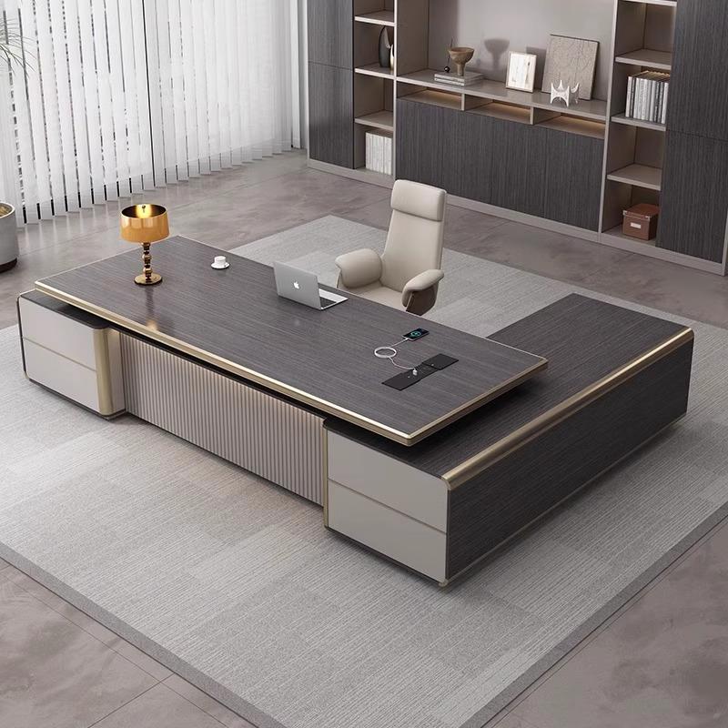 老板公桌办轻奢高级感铝合包大边办公金桌主管IXZ桌总裁桌子单人