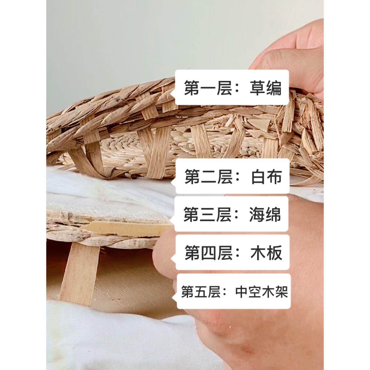 蒲露营织靠垫手日式榻榻米海湾窗圆形团稻草想NSF靠垫冥民宿藤座