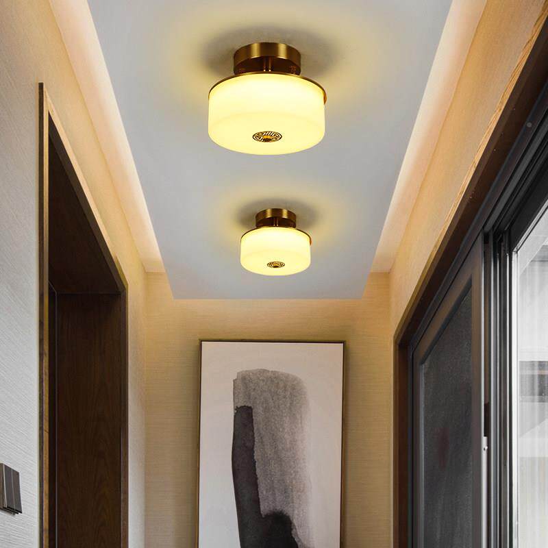 中式全铜阳台灯走廊走道欧灯北简XRW约小卧室新吸顶灯进门入户玄