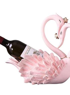 现关代家居红酒架摆件客厅酒柜爱心天鹅餐桌玄居装饰品酒乔托摆件