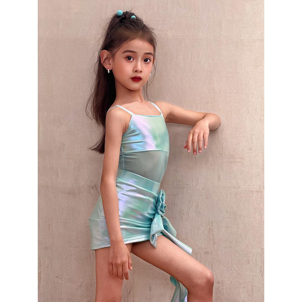 菲咔儿2025新款拉丁舞裙服贝女童演出夏季高少级JQY感练功服网红