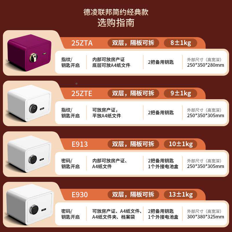德凌家用保险柜/指纹小型迷办保险箱电子密码隐形你保管公箱全钢