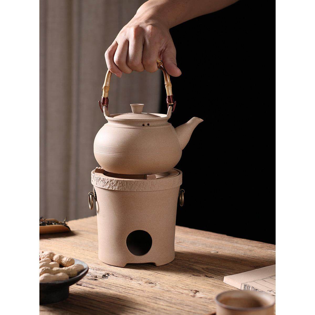 潮汕水粗陶砂铫水壶耐高温侧把HAE提梁壶煮煮茶碳小炉电陶炉专用,餐饮具,煮茶炉,淘宝优惠券,粉丝福利购,淘宝优惠卷
