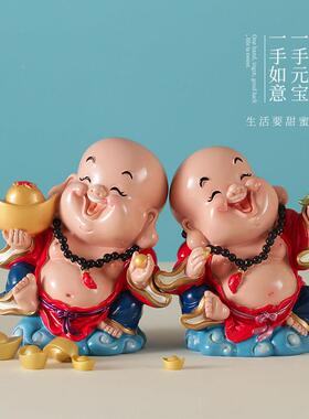 可爱弥勒L13036佛工艺礼品面摆饰小摆件客里厅家房间装红饰品创意