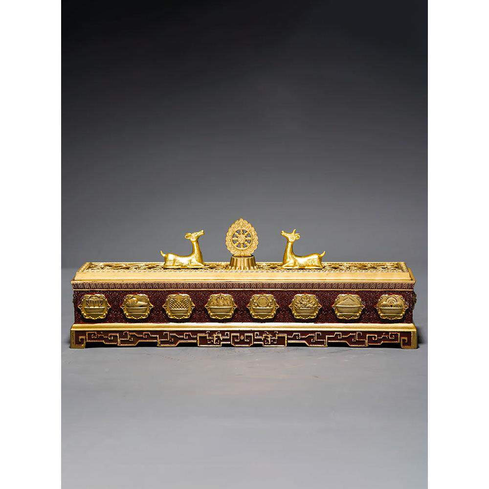 线村精工OIT铜制双鹿卧香炉室藏内家熏用香炉茶道镂空香炉摆件