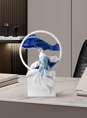 创意WRG跃门鱼龙流沙绘画装饰品酒家居客厅柜电视毕柜入口无障碍