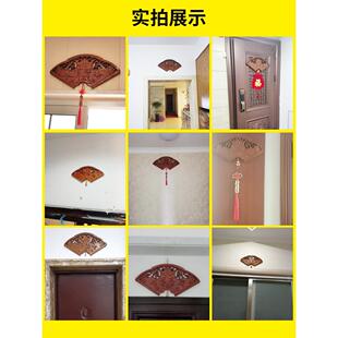 木雕扇形天官赐福桃木扇形天官匾牌挂件带朱砂纯真铜葫芦门贴化门