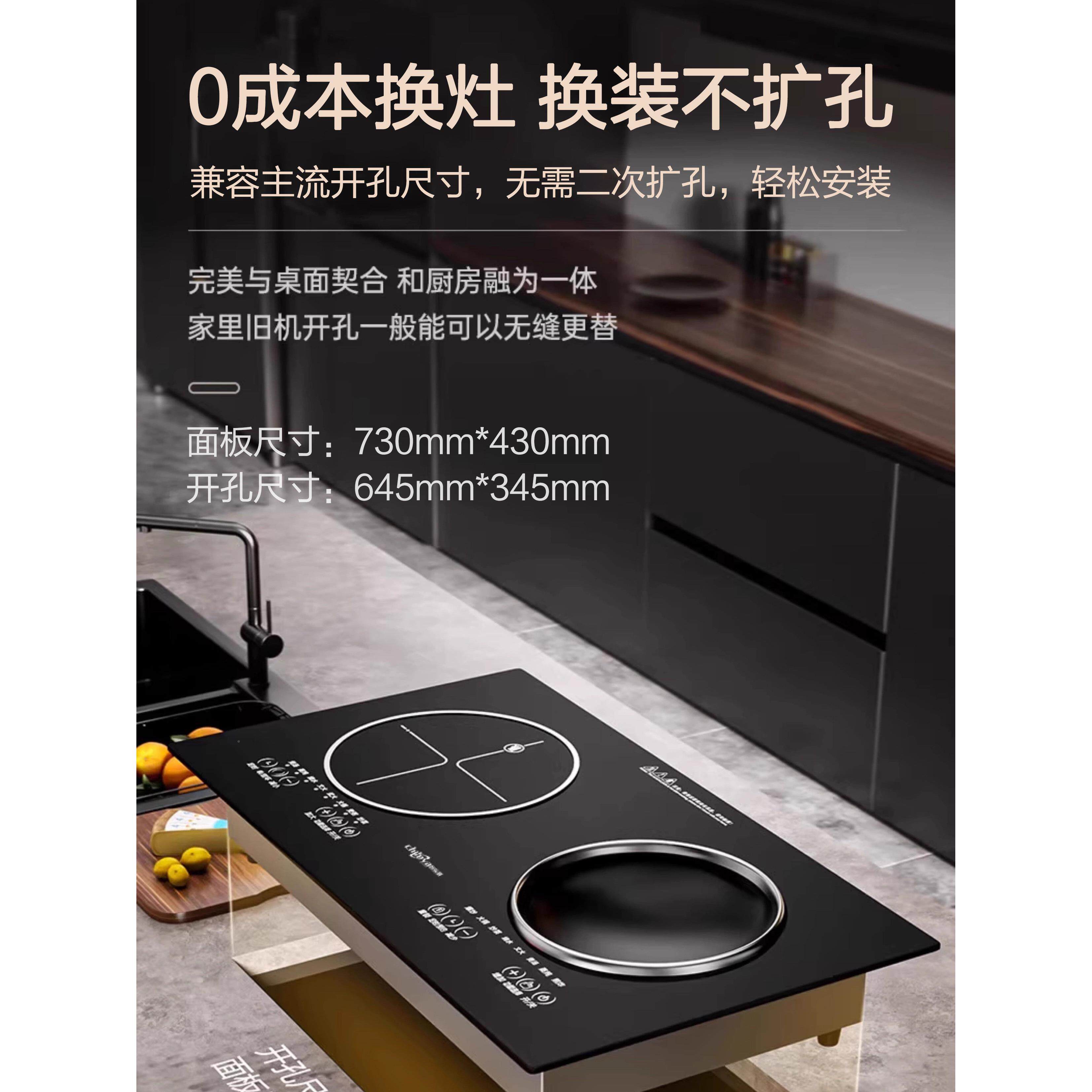 德国乐雅电磁嵌sz入式双灶家用炉款台式双头灶陶炉智大电功率猛火