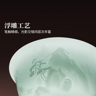 景镇官远山茶具方瓷功夫德茶套具组新款家陶用泡茶专用茶杯盖碗办