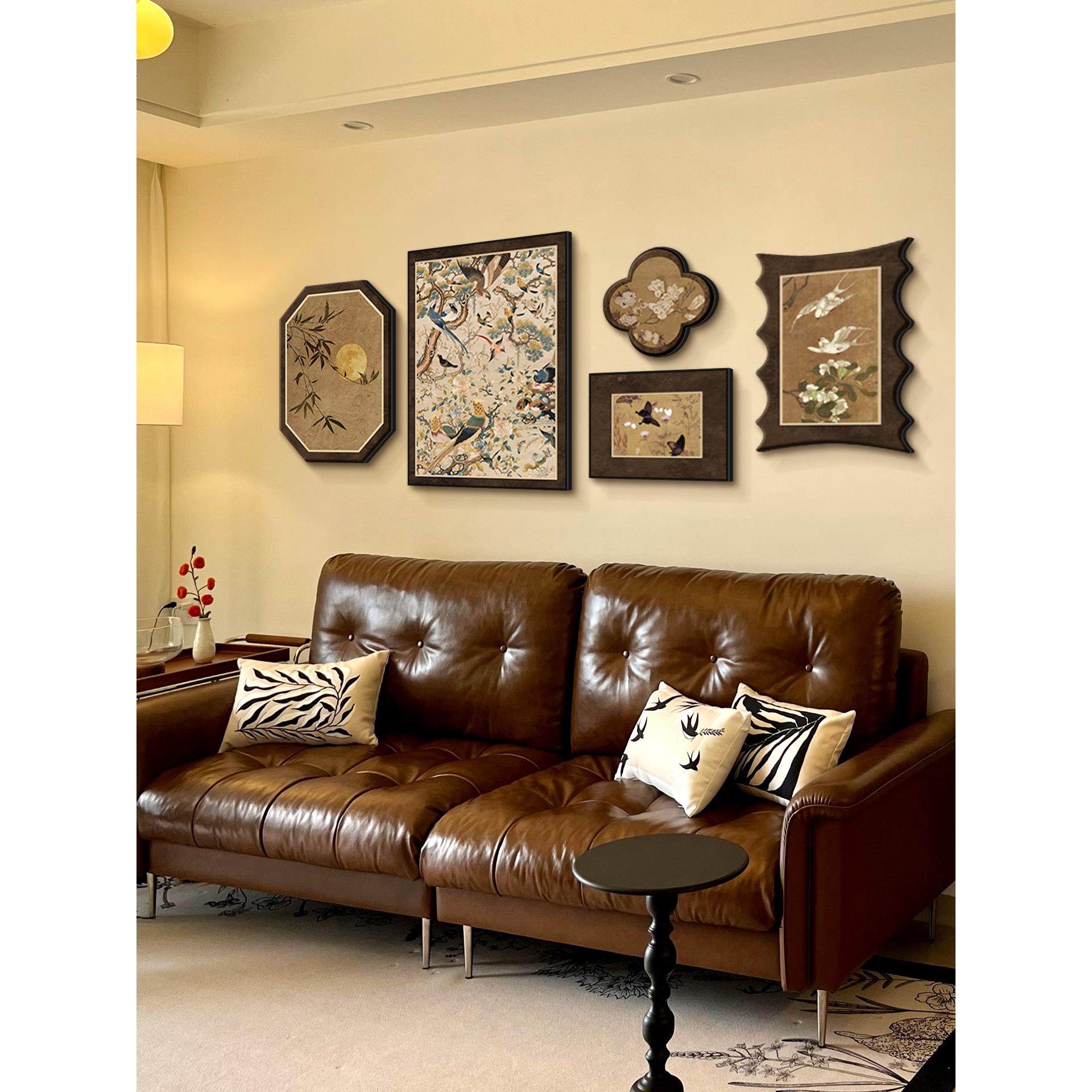 宋代美客厅装组饰画覆古艺高术端合壁画彷古风格沙发AIA背景墙学