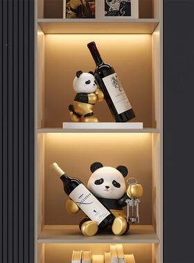 熊猫红酒摆轻奢高熊猫酒架2架档件酒柜装饰品电视柜家居客厅高级