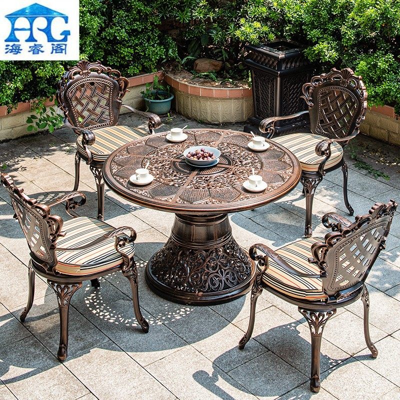 户外铸铝桌椅豪华轻奢紫檀台别墅高端会所庭院休闲桌椅组合,住宅家具,阳台椅,淘宝优惠券,粉丝福利购,淘宝优惠卷