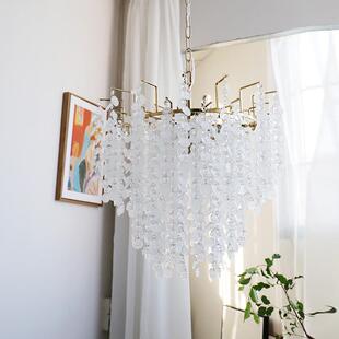 餐厅复古水晶灯美式 中古轻奢灯具 客厅吊灯现代简约卧室玻璃灯美式