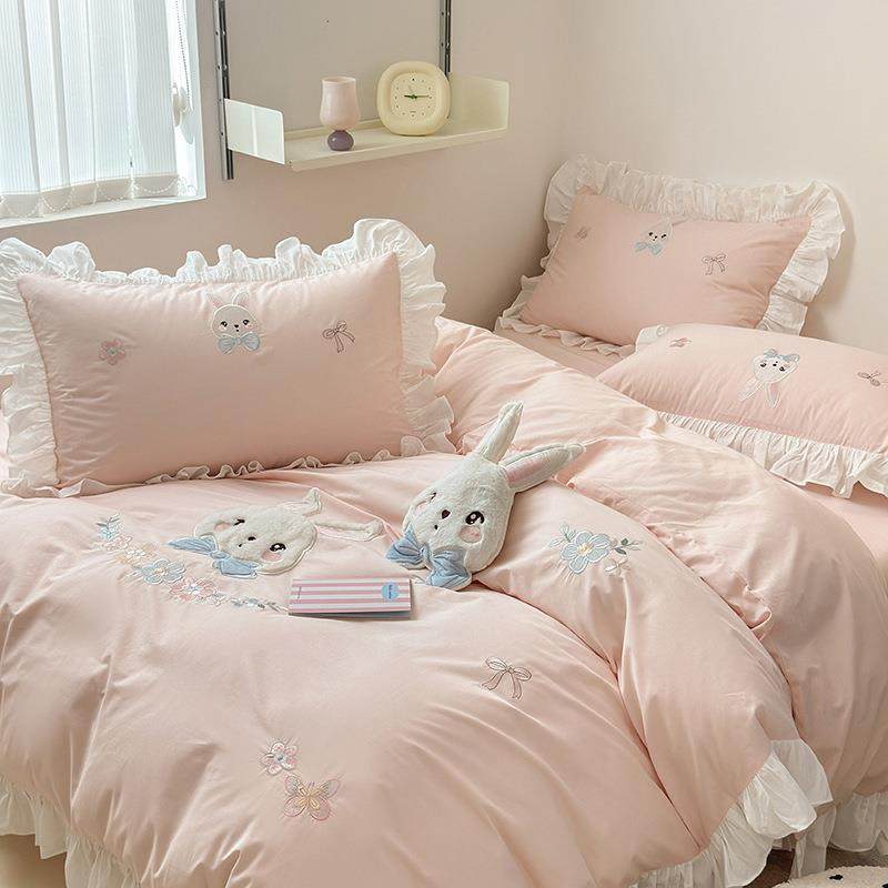 卡通儿童粉色女童床品四件套纯棉全棉公主风女孩床单床笠三件套秋,农用物资,其他肥料,淘宝优惠券,粉丝福利购,淘宝优惠卷