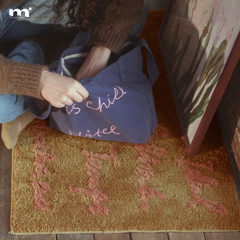 复古英文字母风簇绒地毯入户客C厅卧室床边长绒茶几垫地垫脚垫