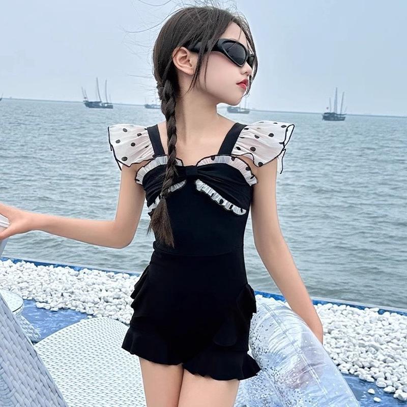女童泳衣2025新款洋气大童夏季儿童女孩高级感专业游泳衣连体泳装