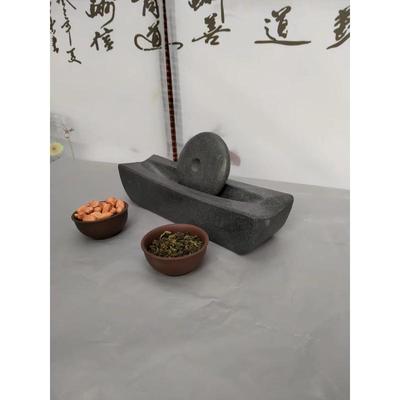 青石碾子唐代宋代茶碾小石臼捣药臼碾压器点茶抹茶茶粉茶饼中药碾