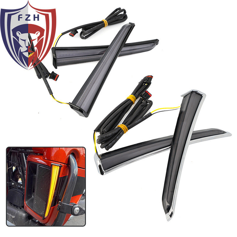 摩托车配件 适用哈雷街道滑翔 路王加装护腿装饰灯三合一转向灯