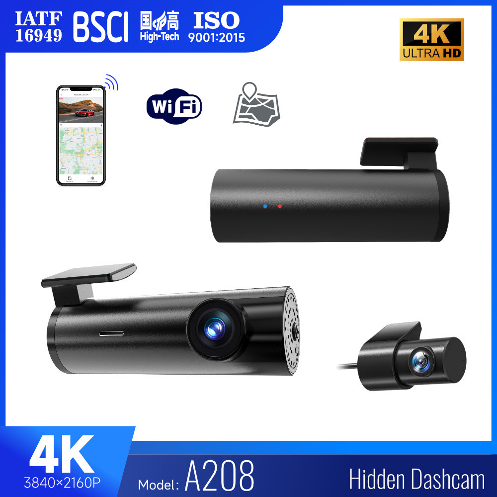 亚马逊导航仪跨境4K隐藏式dashcam无线wifi联咏96565行车记录仪
