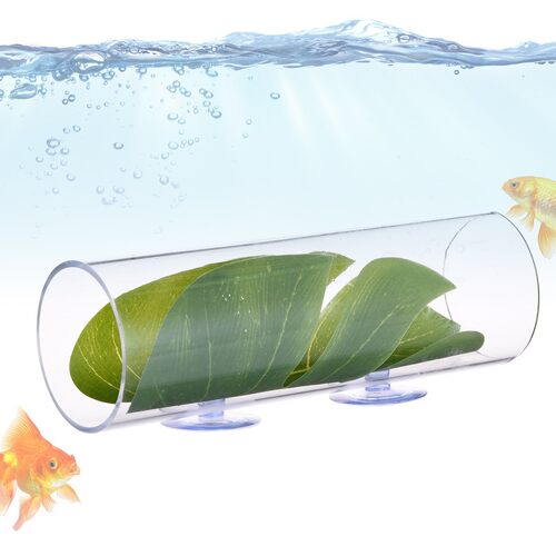大号斗鱼亚克力管隧道带叶子空心透明便于观察鱼虾水族箱配件装饰