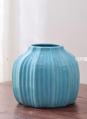 供应白色蓝色陶瓷花瓶花盆花器可储水器皿家居装饰摆件4号