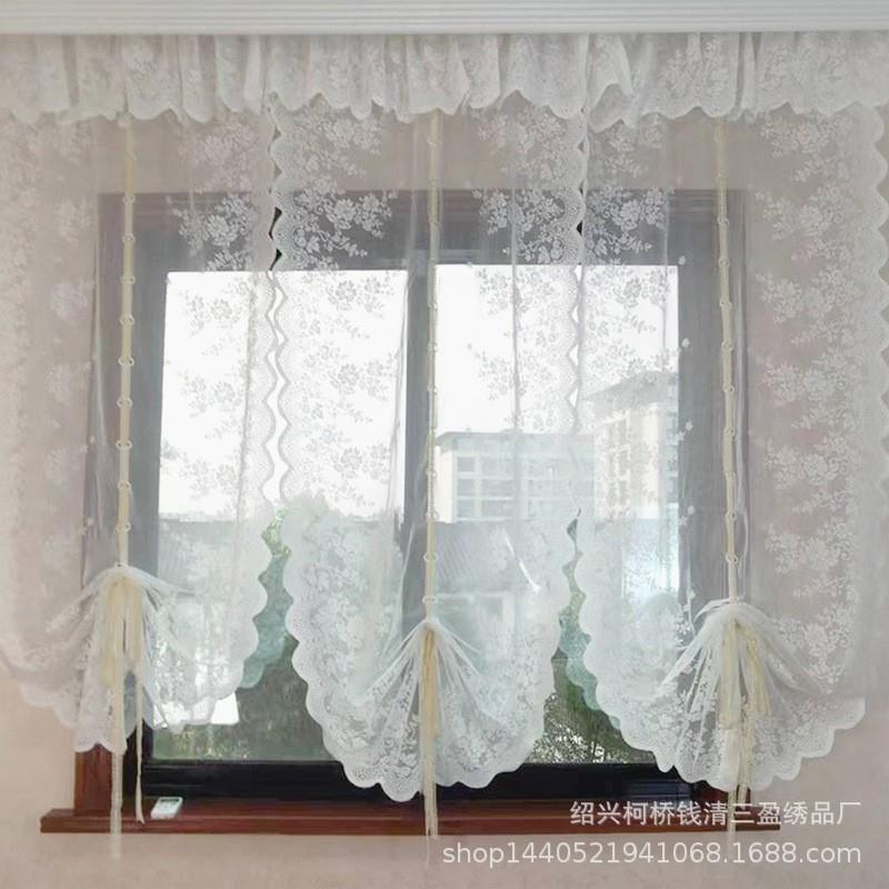 美式乡村短帘半帘 气球帘提拉帘升降纱帘飘窗罗马帘厨房窗帘 厂家