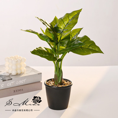 新款假花叶子盆景仿真盆栽家居装饰摄影人造绿植小盆景婚庆仿真花