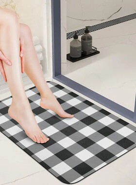 创意格子格栅清新风格浴室卫生间门口吸水速干脚垫地垫