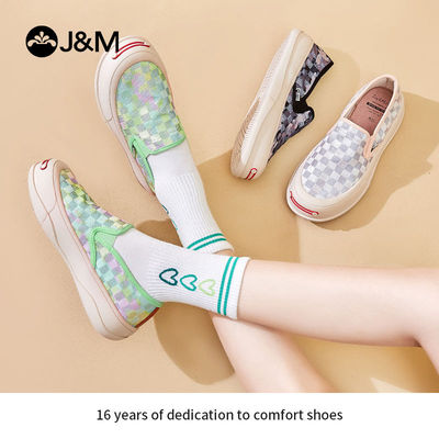 J&M/快乐玛丽2026年春夏季小众网面透气低帮厚底百搭时尚鞋87281W