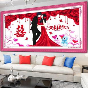 棉线绣结婚十字绣成品百年好合机绣已绣好 2024新款 出售客厅卧室