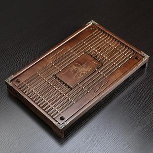 实木新款 小型茶台 茶盘家用客厅茶盘单盘塑料储水式 双用干泡抽屉式