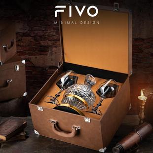 玻璃大肚勃艮第 FIVO水晶高脚杯红酒杯轻奢高档礼盒醒酒器酒具套装