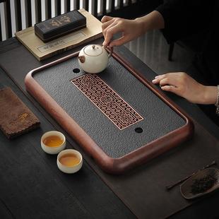 沥储排水式 茶盘家用2024新款 仿乌金石小型干泡茶托盘轻奢密胺茶台