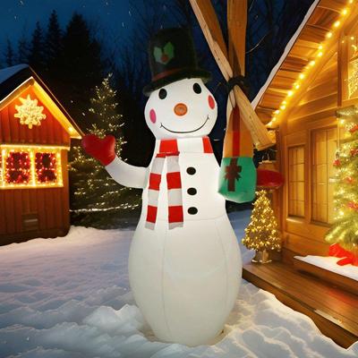 圣诞节庭院装饰PVC气卡通圣诞老人WIA户模遥控发光充气人雪不外倒