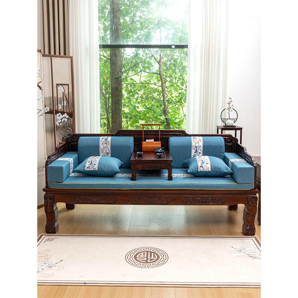 新中式红罗汉床垫木木沙发亚麻坐垫椰棕乳2225胶垫红椅垫四季防红