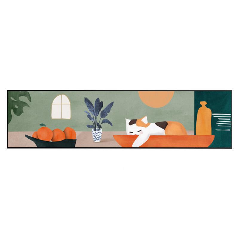 猫咪与绿植头北欧现代厅简约装饰客画沙发背挂画卧室景床壁猫咪绿