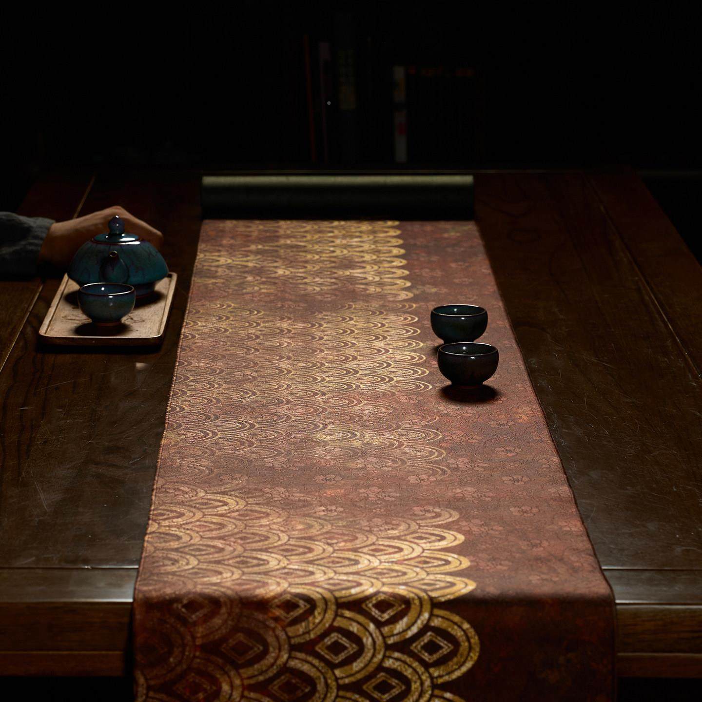 茶ZDWHC010原创潜鳞桌旗茶席桌垫布茶高端防水 餐桌茶垫几茶台桌,居家布艺,桌旗,淘宝优惠券,粉丝福利购,淘宝优惠卷