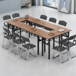 折叠训培桌椅组合议会桌长条桌辅导班双人双层课桌简易培餐桌训台