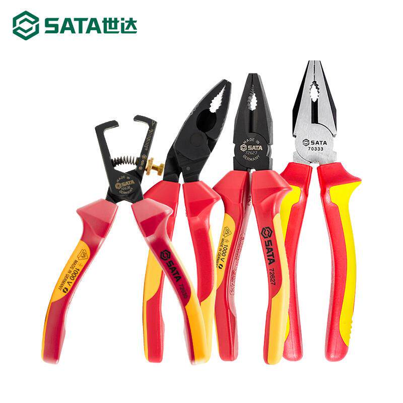 SAA世达绝缘T钢丝钳Sata\/世老用虎钳工具电工家专用官方子剥线水