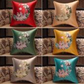 中国风垫头红木沙发靠垫中国风客厅实枕头木家具HOW椅子靠莲花绣