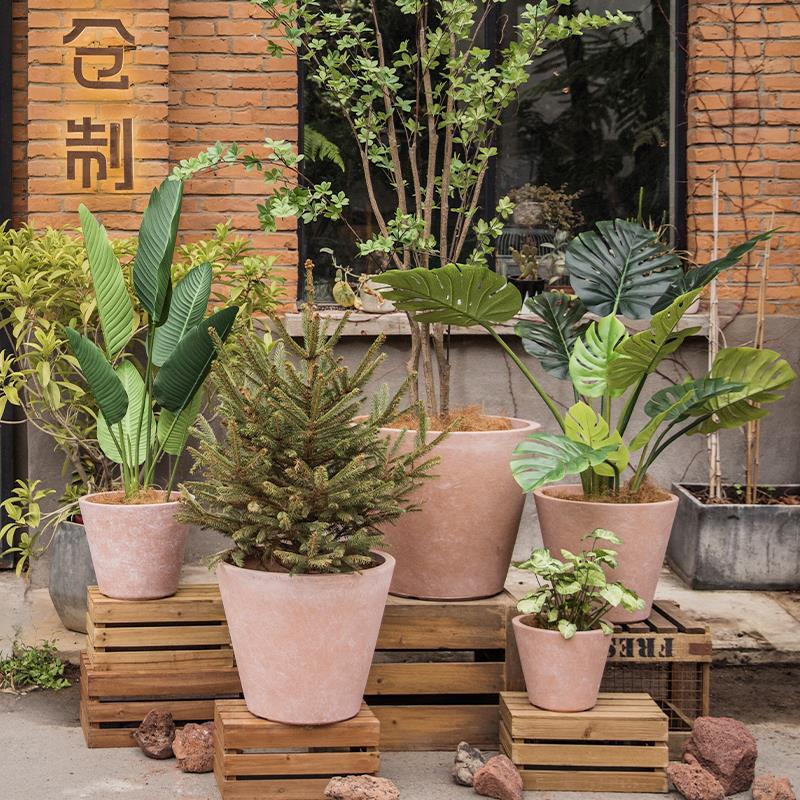 仿水阳花盆简约年木千OSS定制花盆客厅落泥地台花园圆形出口