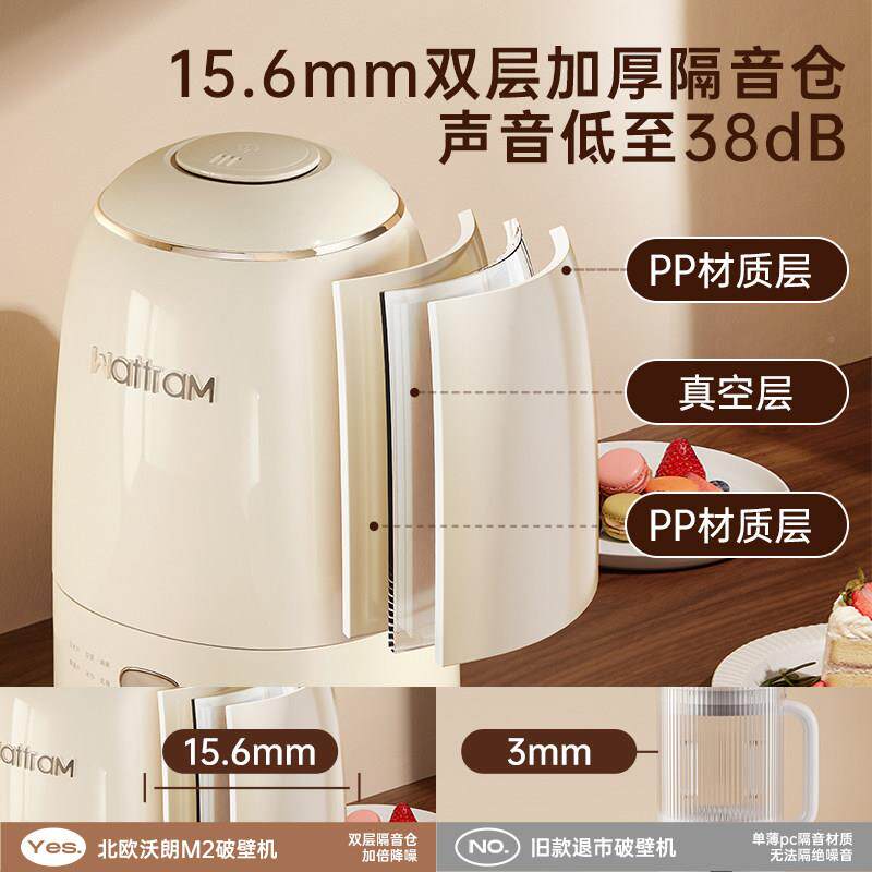 北欧沃朗鹅卵石破机自家用动M2全新款静低壁噪音小型料理榨汁豆浆