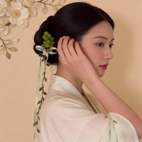 名狐古风森系汉服葡萄对夹发夹