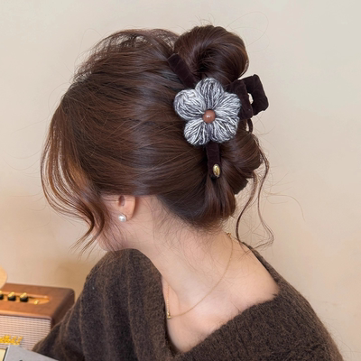 秋冬花朵蝴蝶结抓夹发夹