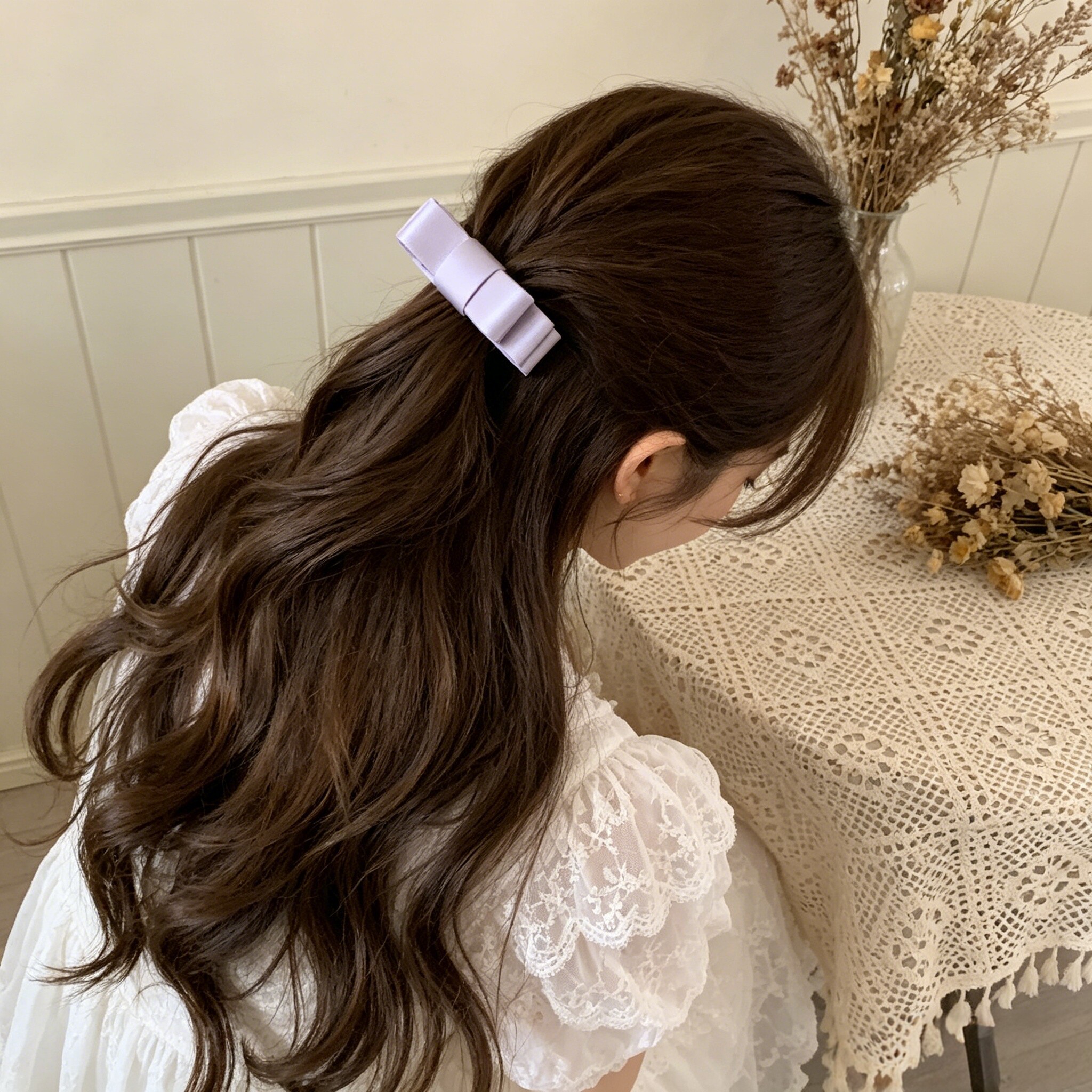 2026新款法式少女缎面蝴蝶结香蕉夹简约甜美后脑勺半扎百搭发夹