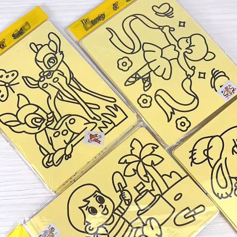 幼儿童手工沙画套装大号益智创意DIY制作20张卡通50张彩砂套装