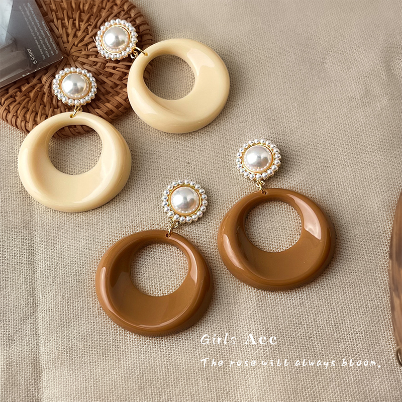 美拉德风镂空几何大耳环文艺复古