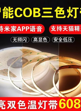 智能COB双色温灯带24V三色吊顶橱柜灯无极调光调色语音控制线形灯
